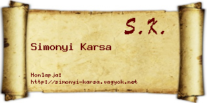 Simonyi Karsa névjegykártya